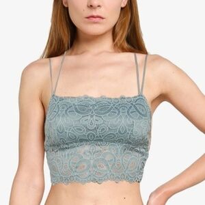 Lace Longline Bralette in Sage Green